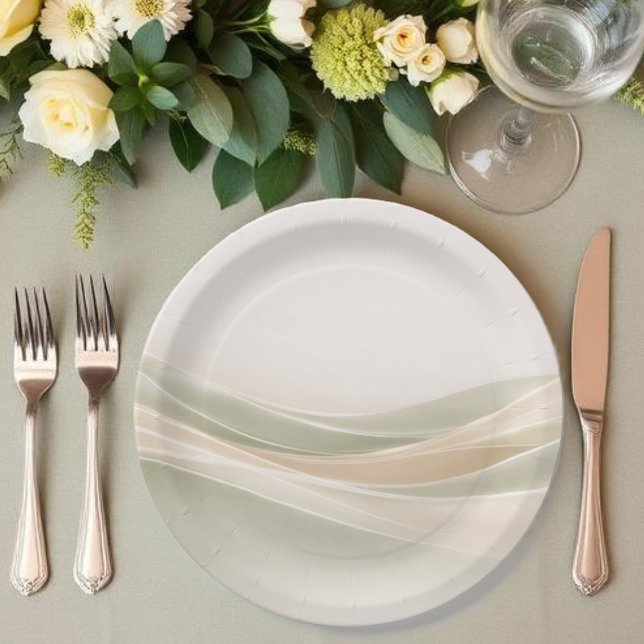 Sage Green and Ivory Paper Plate (Sage Green and Ivory Paper Plates )