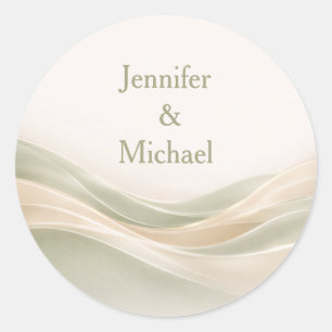 Sage Green and Ivory Personalized Wedding Classic Round Sticker