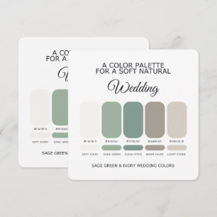 Sage Green and Ivory Wedding Colour Palette Card