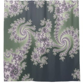 Sage Green and Lavender Mandelbrot Shower Curtain