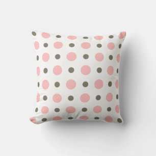 sage green and light pink dots on white throw pillow