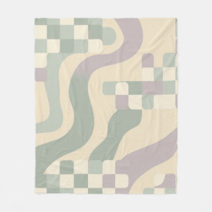 Sage Green and Lilac Danish Pastel Abstract Scandi Fleece Blanket