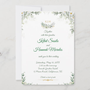 sage green and navy blue wedding invitations