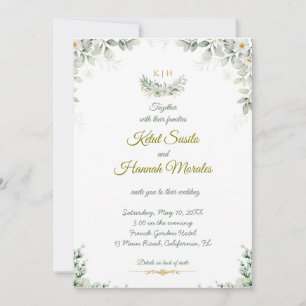 sage green and navy blue wedding invitations