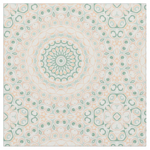 Sage Green and Peach Mandala Pattern Fabric