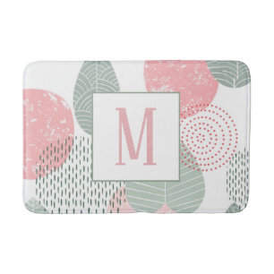 Sage Green and Pink Morandi Plant Custom Bath Mat