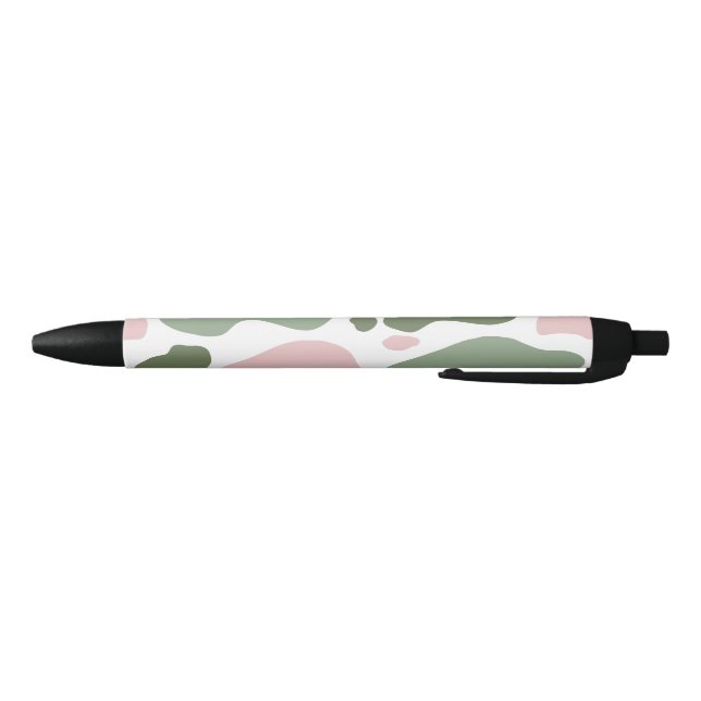 Sage Green and Pink Playful Cow Print  Black Ink Pen (Bottom)