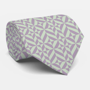 Sage Green and Plum Geometric Deco Cube Tie