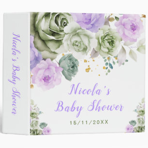 Sage Green and Purple Floral Baby Shower Binder