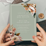 Sage Green and Rose Gold Elegant Flowers Wedding Invitation<br><div class="desc">Sage Green and Rose Gold Elegant Flowers Wedding Invitation</div>