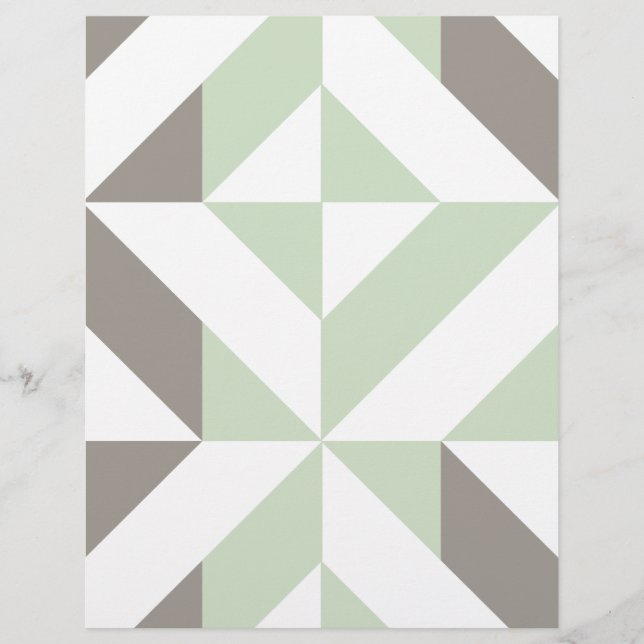 Sage Green and Silver Geometric Scrapbook Paper (Front)