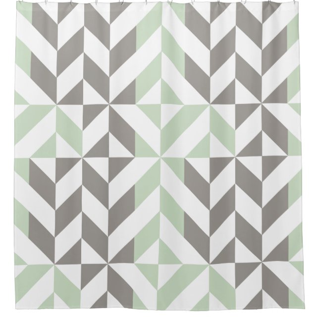 Sage Green and Silver Geometric ZigZag (Front)