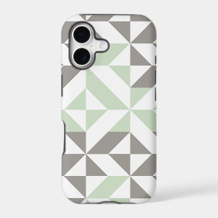 Sage Green and Silver Geometric ZigZag
