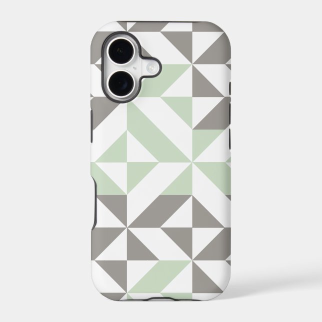 Sage Green and Silver Geometric ZigZag (Back)