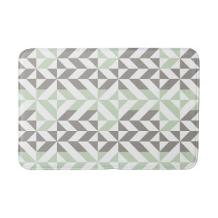 Sage Green and Silver Geometric ZigZag Bath Mat