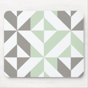 Sage Green and Silver Geometric ZigZag Mouse Pad