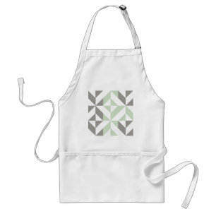 Sage Green and Silver Geometric ZigZag Standard Apron