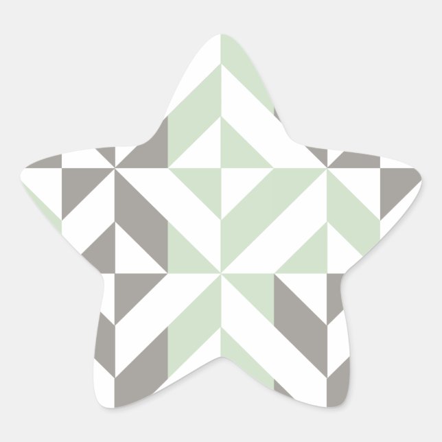 Sage Green and Silver Geometric ZigZag Star Sticker (Front)