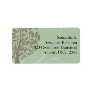 Sage Green and Soft Brown Stylized Eco Tree Label