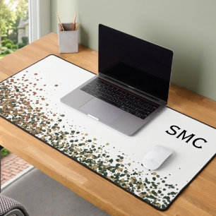 Sage Green and Terracotta Abstract Dot Monogram Desk Mat