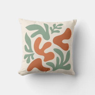 sage green and terracotta abstract wall art throw pillow