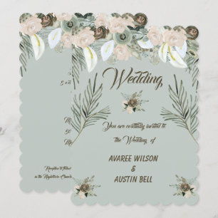 Sage Green and Vanilla Cream Wedding Invitation