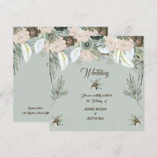 Sage Green and Vanilla Cream Wedding Invitation