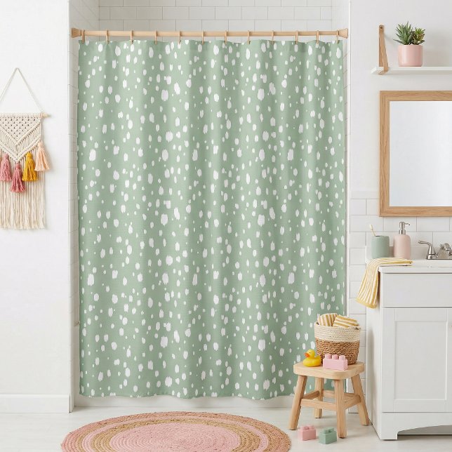 Sage Green and White Abstract Dots (Creator Uploaded)