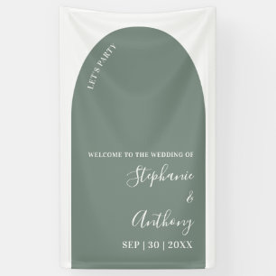 Sage Green and White Arch Wedding  Banner