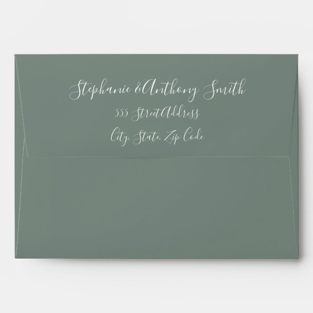 Sage Green and White Arch Wedding  Envelope (Back (Top Flap))