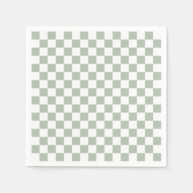 Sage Green and White Checkered Napkin (Front)