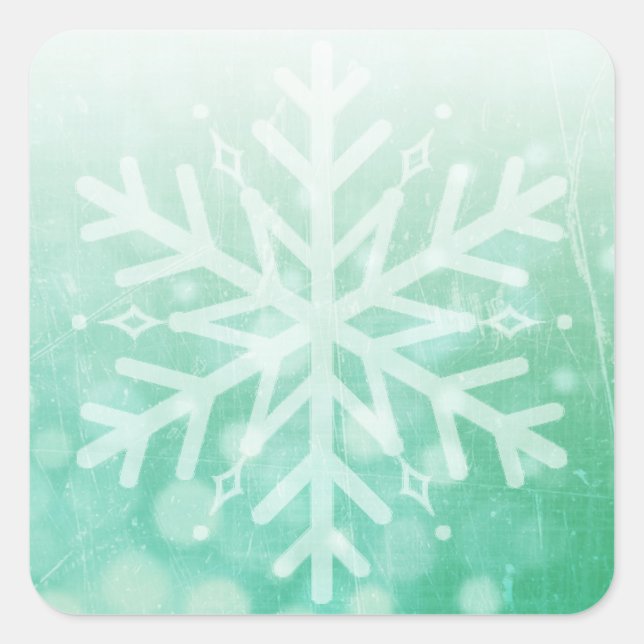Sage Green and White Christmas Snowflake Square Sticker (Front)