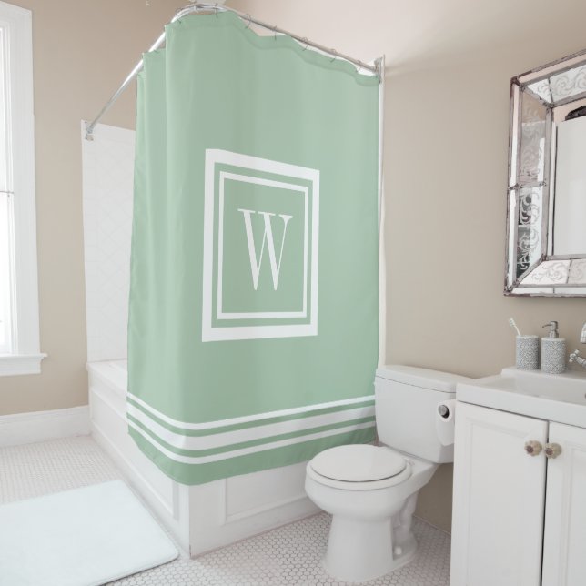 Sage Green and White Classic Square Monogram (In Situ)