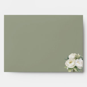 Sage Green and White Floral Wedding Envelope