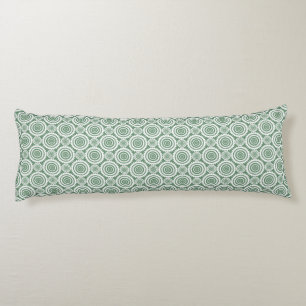 Sage Green and White Geometric Circles Pattern Body Pillow