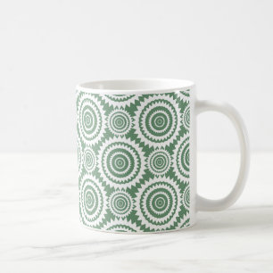 Sage Green and White Geometric Circles Pattern Coffee Mug