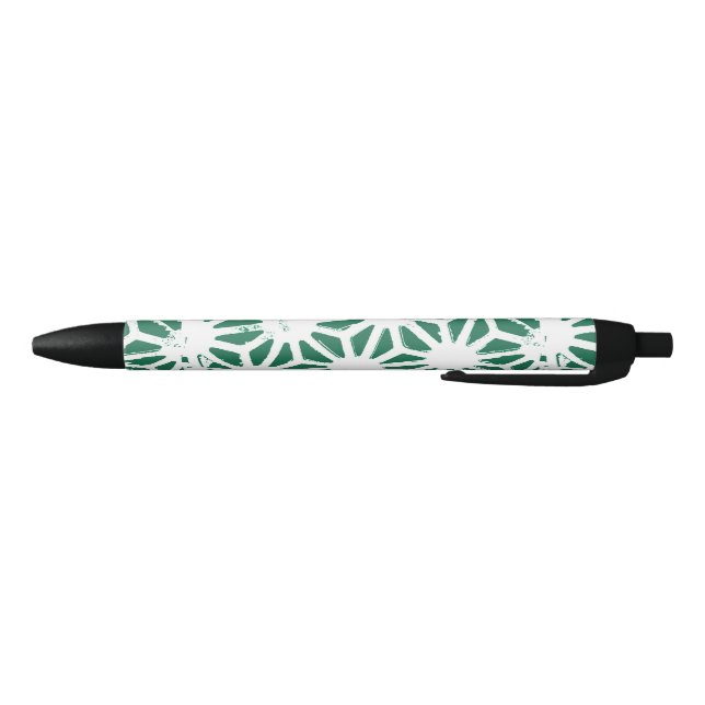 Sage green and white geometric pattern black ink pen (Bottom)