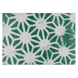 Sage green and white geometric pattern cutting board