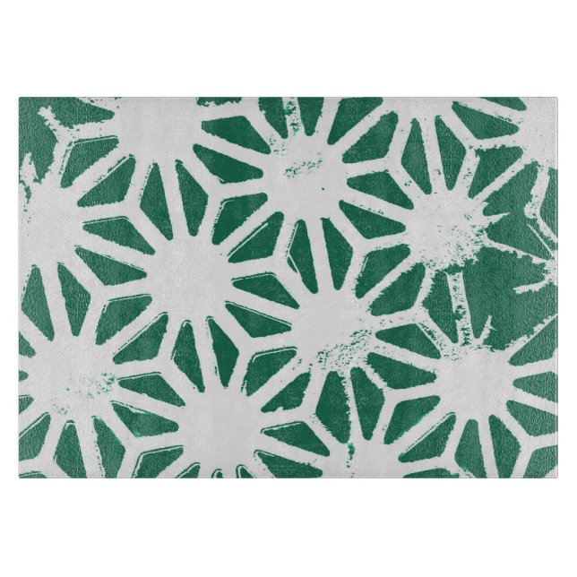 Sage green and white geometric pattern cutting board (Front)