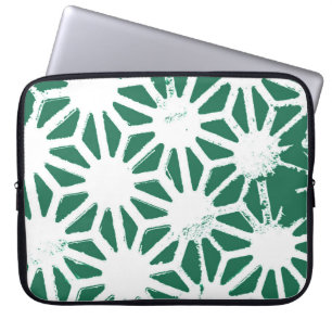 Sage green and white geometric pattern laptop sleeve