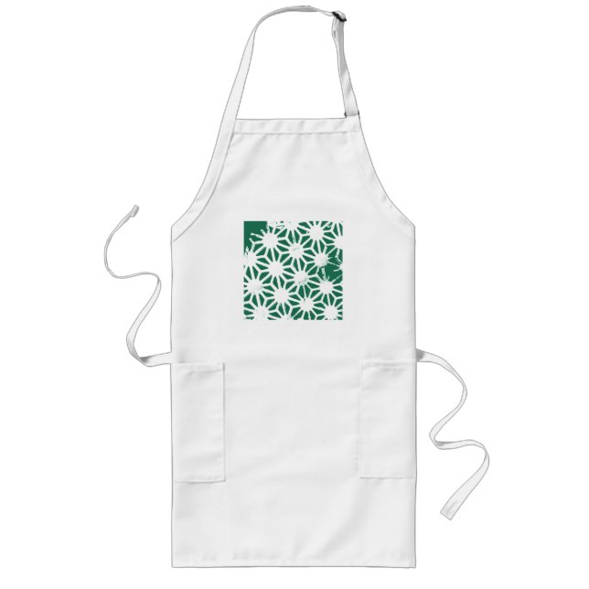 Sage green and white geometric pattern long apron (Front)