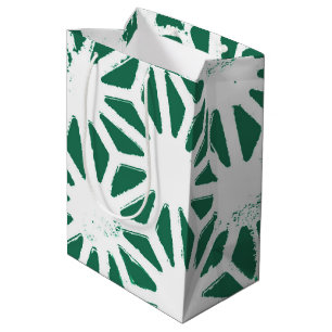 Sage green and white geometric pattern medium gift bag