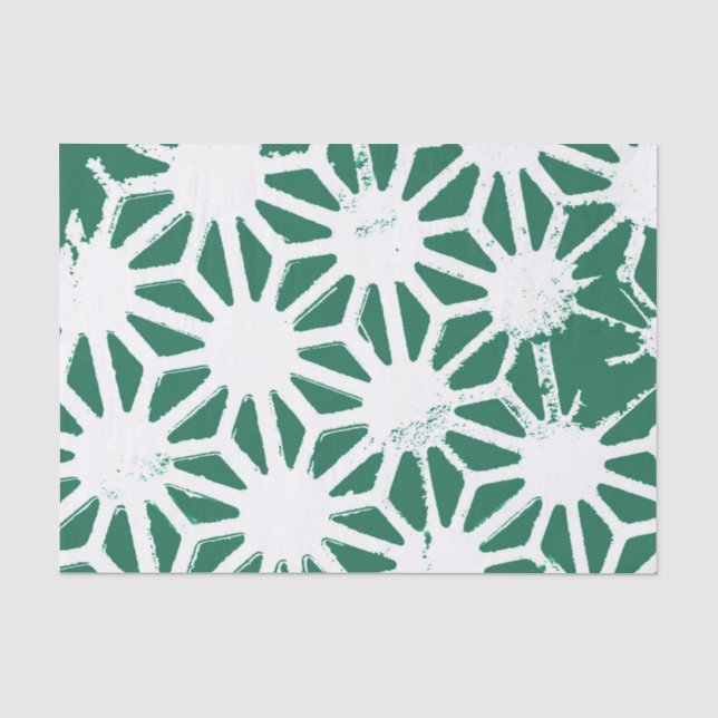 Sage green and white geometric pattern tissue paper (Front)