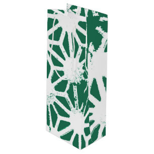 Sage green and white geometric pattern wine gift bag