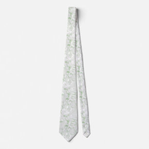 Sage Green and White Marbled Abstract  Tie