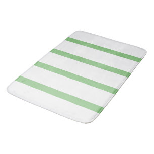 Sage Green and White Minimal Stripes Office Bath Mat