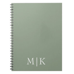 Sage Green and White Modern Monogram Notebook