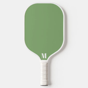 Sage Green and White Modern Monogram Pickleball Paddle