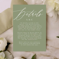 Sage Green and White Modern Wedding Enclosure Card