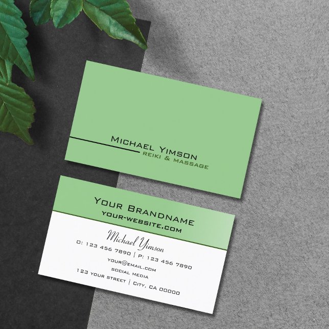 Sage Green and White Simple Modern Professional Business Card (Creator Uploaded)
